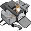 Pet Carrier, Cat Carrier, Airline Approved 2 Sides Expandable, Soft Sided, Durable, Easy to Carry, and More Breathable, Perfect for Puppy and Cats, Grey