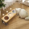 Elevated Cat Bowls with 3 Stainless Steel Bowls | 10° Tilted Anti-Vomiting Raised Cat Food Bowls for Small Cats and Puppies Pet Bowls with Stand