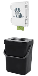 small dog bag dispenser and trashcan