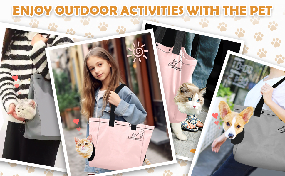 Carrying Bag for Cats Portable Pet Soft Side Tote Bag Foldable Travel Pet Shoulder Bag Adjustable Hole Pet Carrying Bag Sturdy Lightweight Wearable Solid Color Pet Shopping Bag