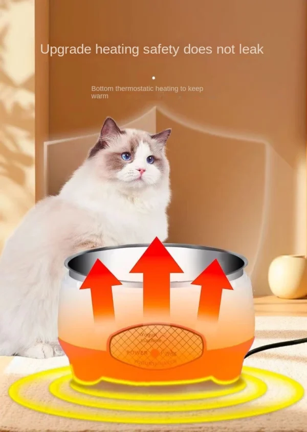 yogurt1-4 Cat Yogurt Maker: Dry Food and Drinking Water Can Be Heated